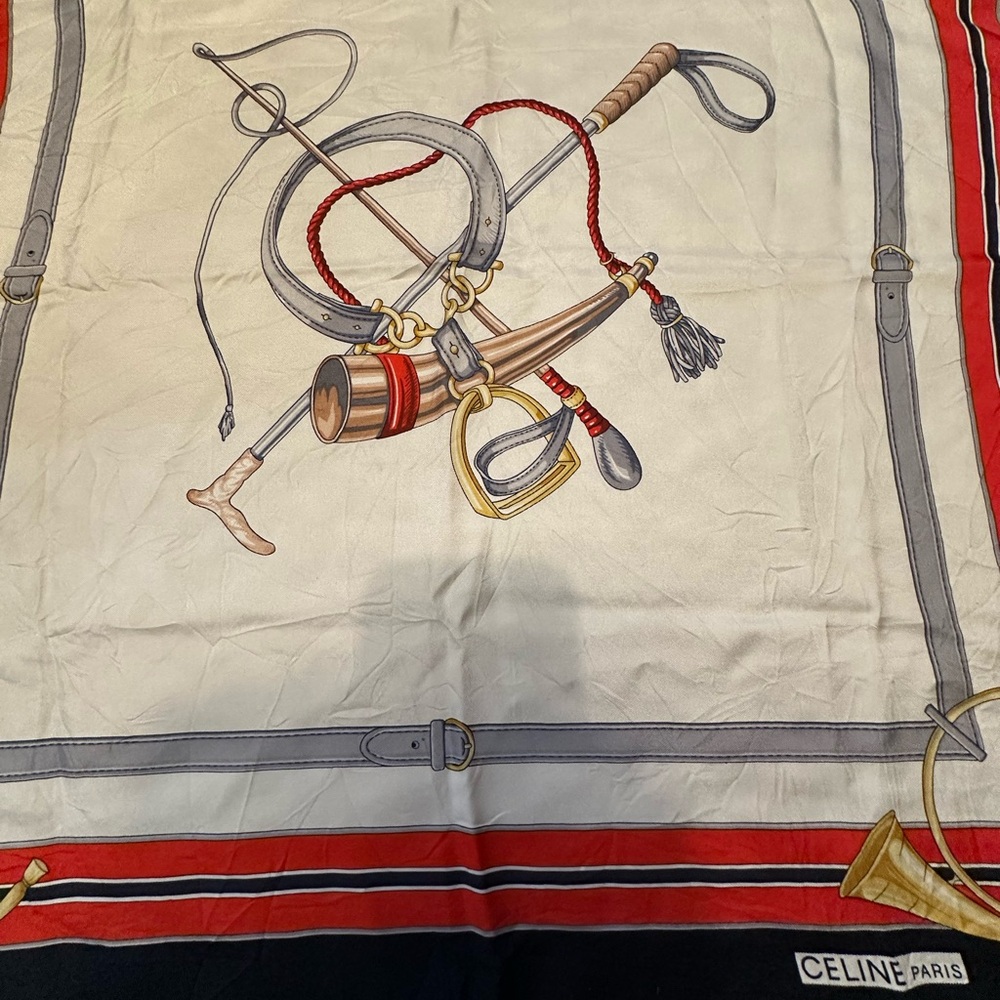 Celine Paris Vintage Equestrian Silk Scarf – 25” Square - Picture 3 of 7